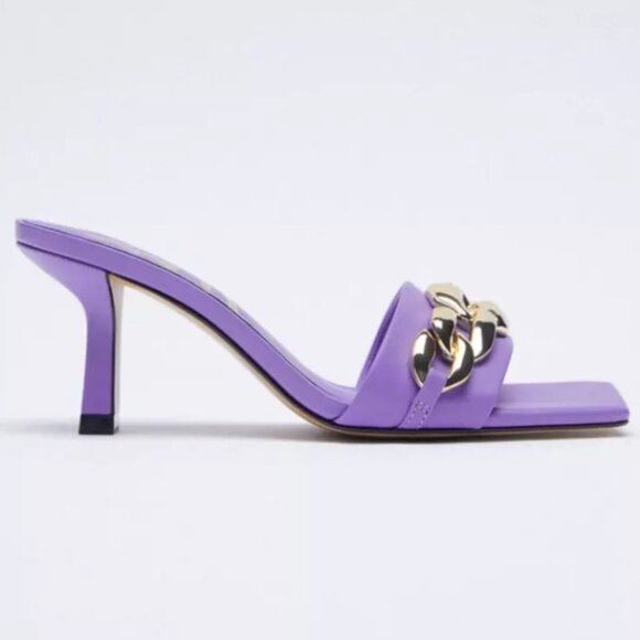 Zara Purple Chain Link Slide Sandals, 6.5 - Picture 3 of 8